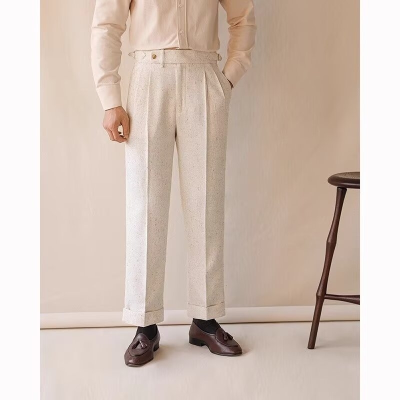 Muške hlače za jesen s ravnim krojem, elastična struka, udoban kroj, elegantan casual stil