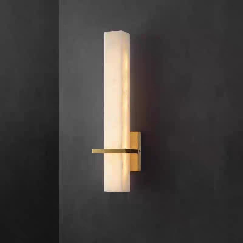Stenska lampa minimalističkog kineskog stila, cijeli bakar, s mermernim premazom, za vilni dnevni boravak, ured, hotelsku spavaću sobu i noćnu lampu