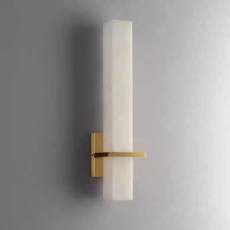 Stenska lampa minimalističkog kineskog stila, cijeli bakar, s mermernim premazom, za vilni dnevni boravak, ured, hotelsku spavaću sobu i noćnu lampu