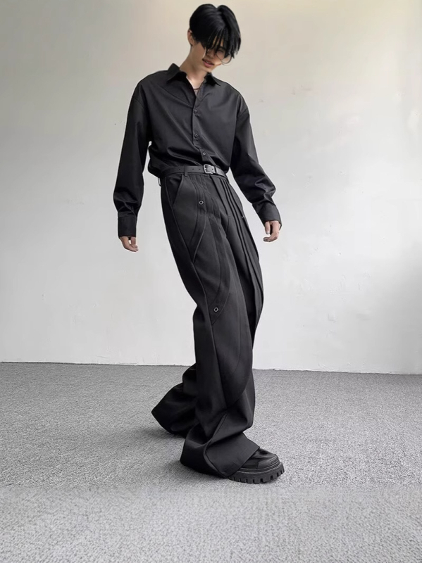 Muške hlače u američkom casual stilu, streetwear s dizajnerskim štihom, slobodan kroj, elegantan pad, visokokvalitetne urbane hlače