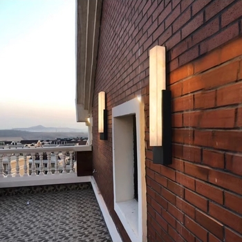 Vanjska vodootporna zidna svjetiljka u novom kineskom stilu, marmornog dizajna za vilu, dvorište i vanjska vrata, topla bijela svjetlost