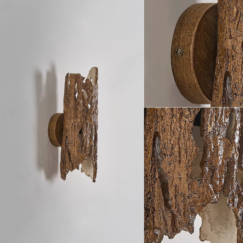 Zidna lampa od suhog drveta u stilu Wabi-Sabi, vintage-moderni kineski stil, pogodna za spavaću sobu uz krevet, hodnik i balkon, zen-inspirirano osvjetljenje