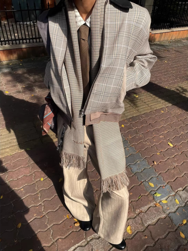 Khaki pliszírozott, A-vonalú és egyenes szárú nadrág, hétköznapi férfi nadrág, őszi munkához