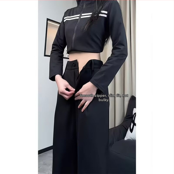 Muške hlače ravnog kroja, crne, mikroflare, korejski stil, visokokvalitetne ležerne hlače za sako