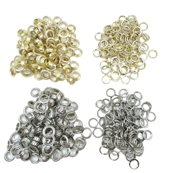 200 σετ μεταλλικά eyelets 10,5 mm σε χρυσό και ασημί, σετ με εργαλείο χειροκίνητης πρέσας για παπούτσια, τσάντες, καπέλα και άλλα