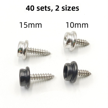 Meďné zápinky na stany s skrutkami z nehrdzavejúcej ocele, veľká biela pracka, rozmery 10 mm a 15 mm, 40 sad