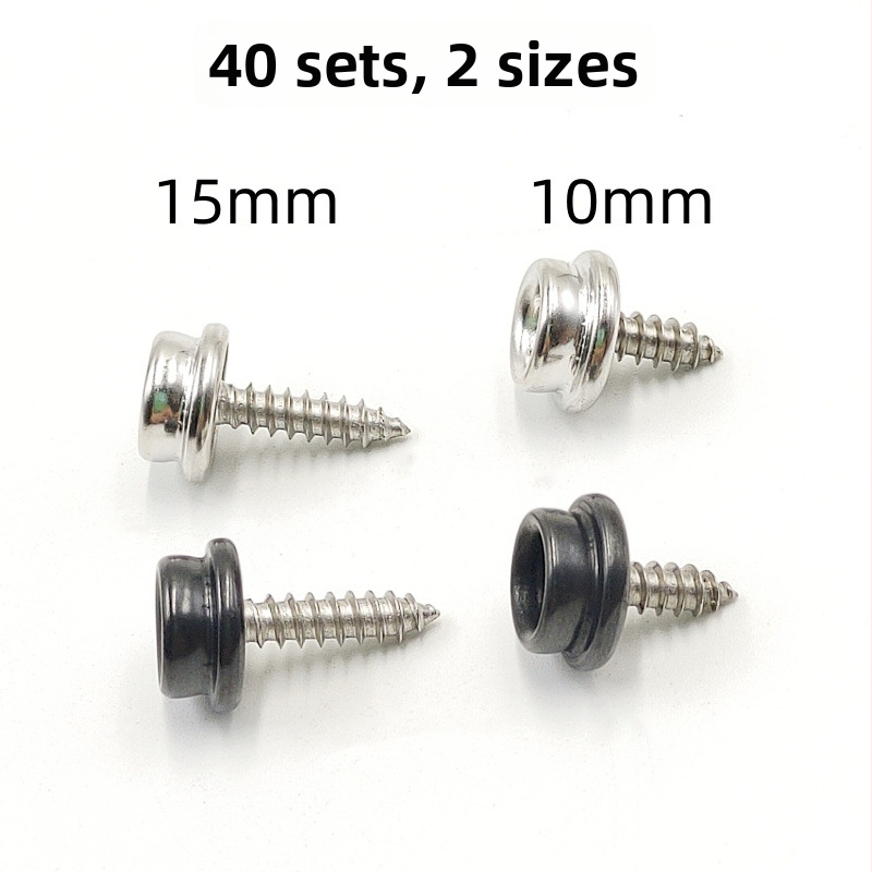 Meďné zápinky na stany s skrutkami z nehrdzavejúcej ocele, veľká biela pracka, rozmery 10 mm a 15 mm, 40 sad