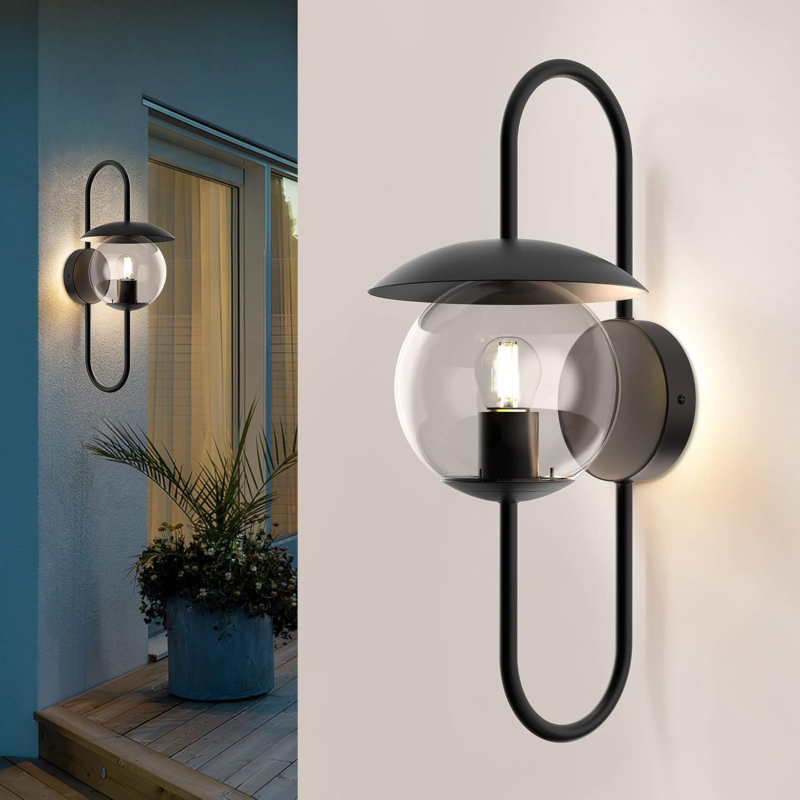Zidna lampa s staklenim abažurom u jednostavnom retro nordijskom dizajnu za dnevni boravak i spavaću sobu, dekor na zidu