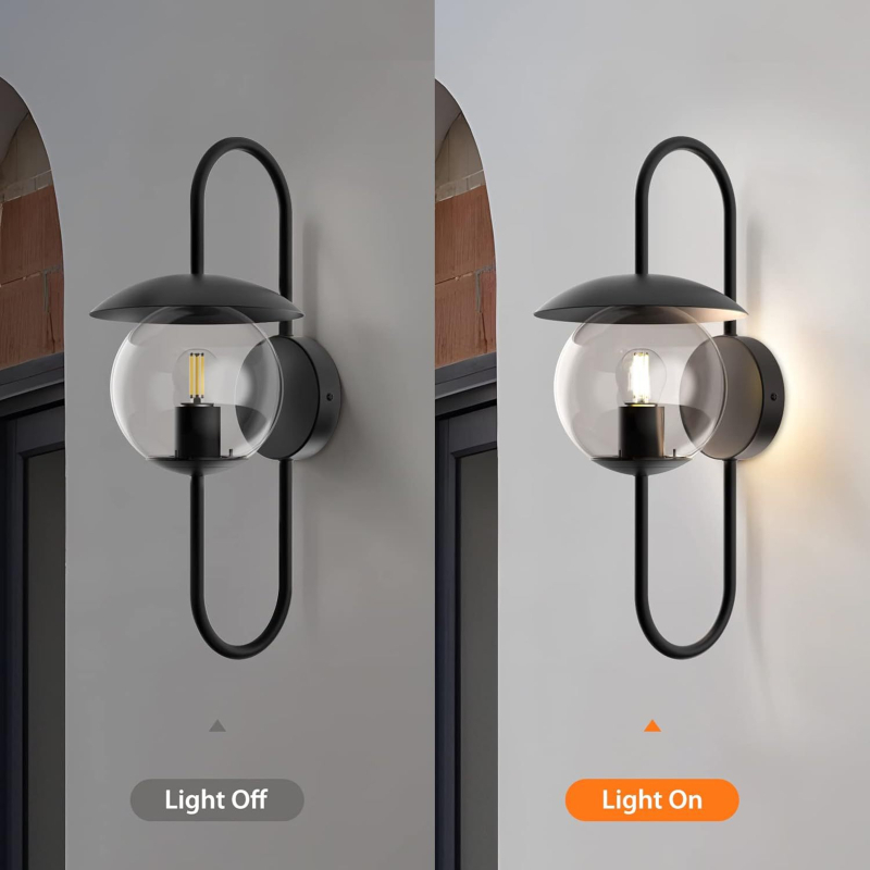 Zidna lampa s staklenim abažurom u jednostavnom retro nordijskom dizajnu za dnevni boravak i spavaću sobu, dekor na zidu