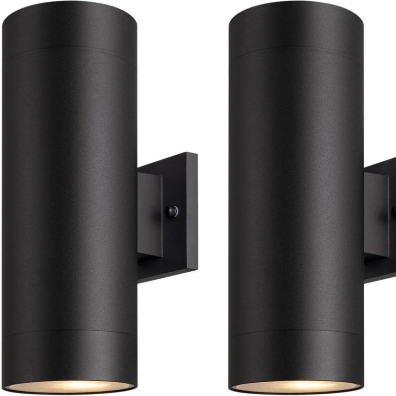 LED εξωτερική διπλή λάμπα τοίχου, 12W, 2700K, ενσωματωμένο LED, κυλινδρικό φως προς τα πάνω, IP65 αδιάβροχη