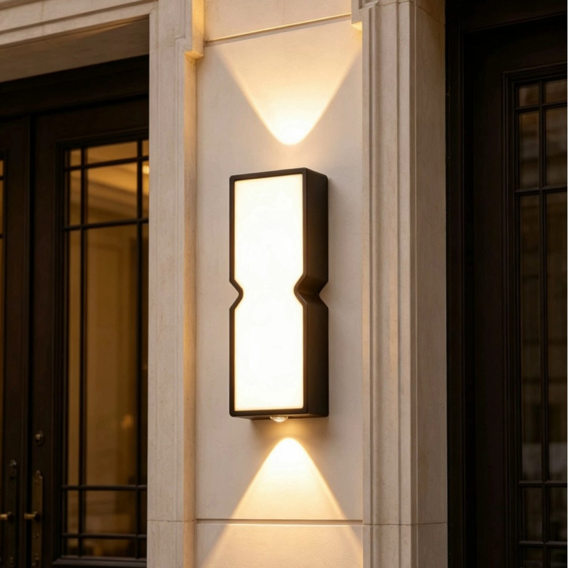 LED εξωτερικός τοίχος φως, αδιάβροχο IP65, φωτισμός πάνω-κάτω, ευρωπαϊκό στυλ μινιμαλιστικό, διπλής κεφαλής