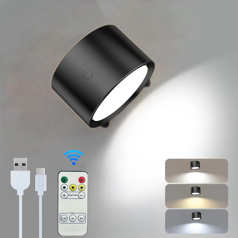 Prilagodljiva USB punjiva magnetska zidna svjetiljka, 360° rotacija, noćno svjetlo za spavaću sobu i ured