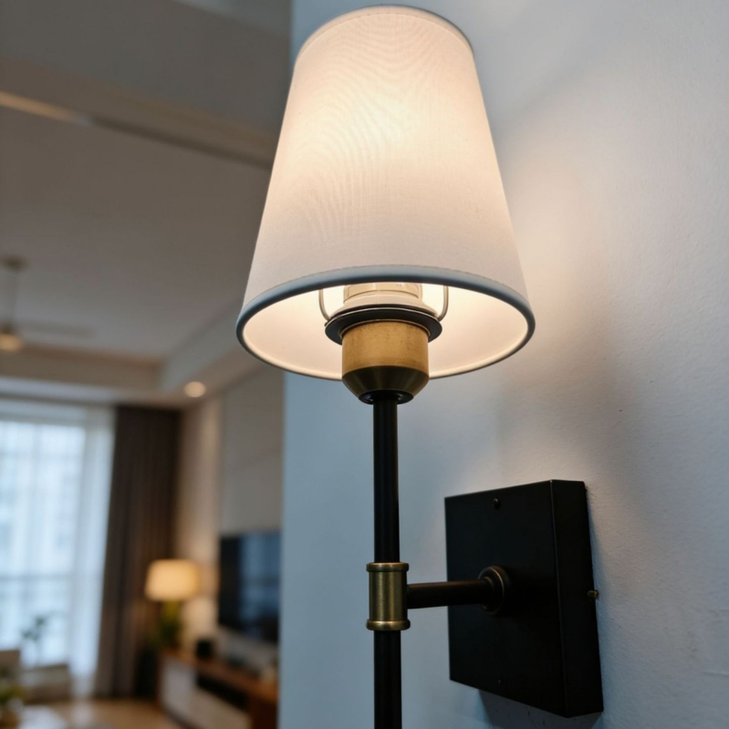 LED zidna lampa s bežičnim punjenjem i nosačem za punjenje, sjenilo od tkanine, regulabilna ambijentalna rasvjeta za spavaću sobu ili dnevni boravak