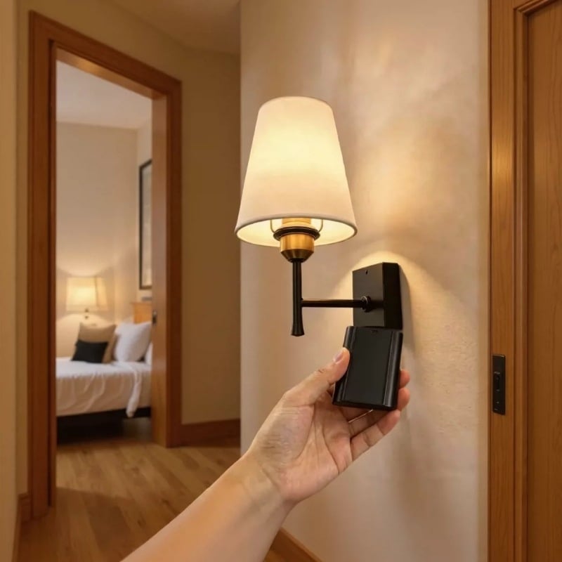 LED zidna lampa s bežičnim punjenjem i nosačem za punjenje, sjenilo od tkanine, regulabilna ambijentalna rasvjeta za spavaću sobu ili dnevni boravak