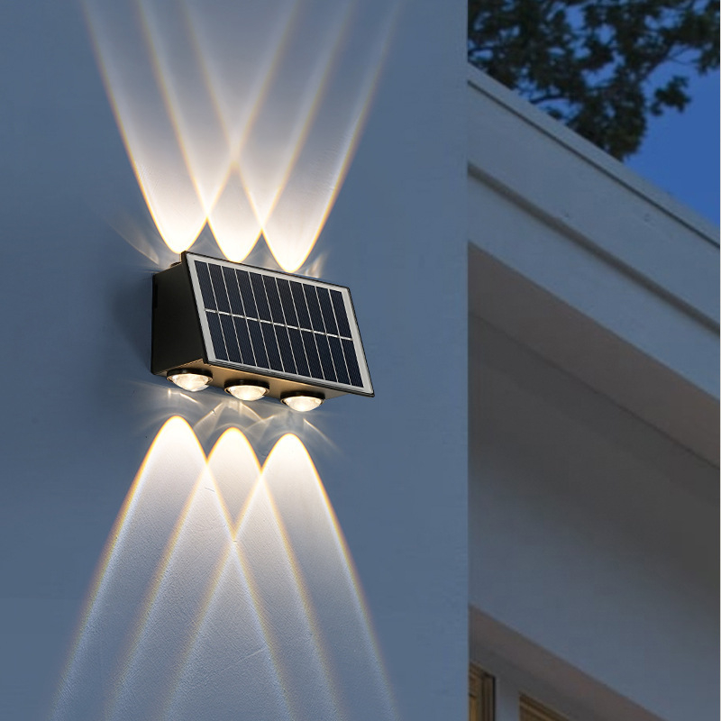 Solarna vanjska zidna svjetiljka s učinkom pranja zidova za vanjske zidove, stupove, vrata i vrt – vodootporna, senzor