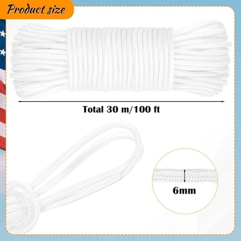 Set za zavjese: 6 mm šnir za zavjese, dužina 30 m, 4 pozicijska kuka, uključeni vijci