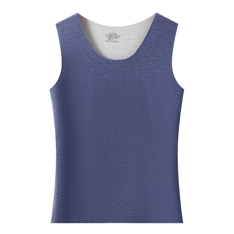 Vesta caldă din lână și mătase, fără cusături, căptușită cu fleece, cu două fețe periate, pentru bărbați, fără mâneci