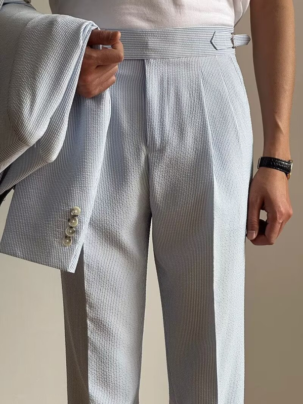 Magas minőségű harém-stílusú férfi nadrág, ¾ hosszúságú, slim fit, eséses drapírozás, hétköznapi üzleti nadrág tavasz–ősz
