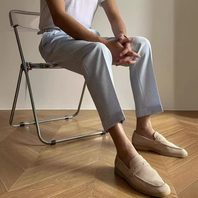 Magas minőségű harém-stílusú férfi nadrág, ¾ hosszúságú, slim fit, eséses drapírozás, hétköznapi üzleti nadrág tavasz–ősz