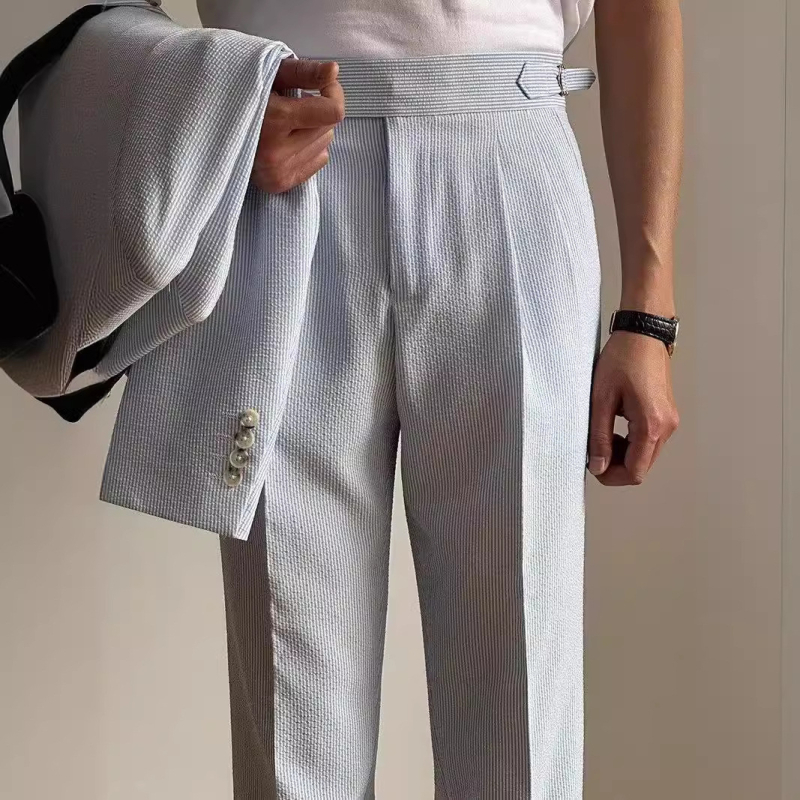 Magas minőségű harém-stílusú férfi nadrág, ¾ hosszúságú, slim fit, eséses drapírozás, hétköznapi üzleti nadrág tavasz–ősz