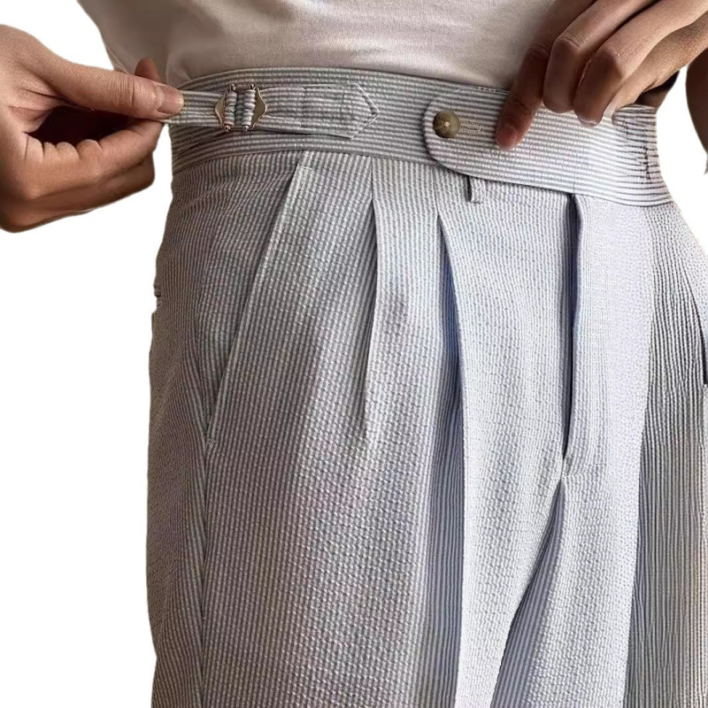 Magas minőségű harém-stílusú férfi nadrág, ¾ hosszúságú, slim fit, eséses drapírozás, hétköznapi üzleti nadrág tavasz–ősz