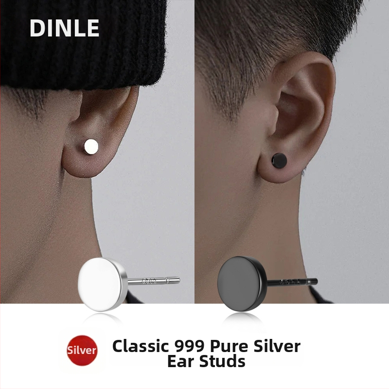 S999 čisto srebro, minimalistične ravne naušnice za uho, unisex, geometrijski stil