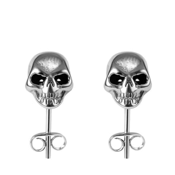 Naušnice s lobanjom od nehrđajućeg čelika, hip-hop stil, platinsko-crni završetak, retro unisex.