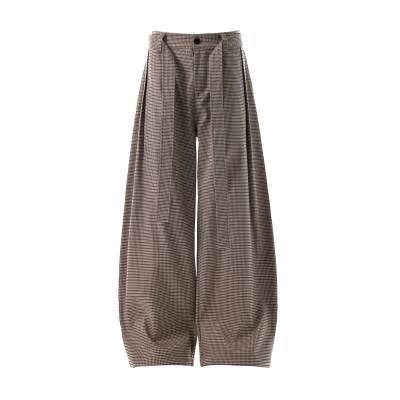 Kendo stílusú férfi nadrág houndstooth mintával, tiszta szabás, széles lábszárú, hétköznapi retro