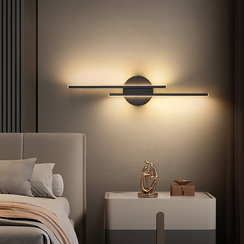 LED zidna lampa za spavaću sobu – lampa za čitanje uz krevet, crno-bijeli prugasti dizajn, akrilni abažur, moderan stil