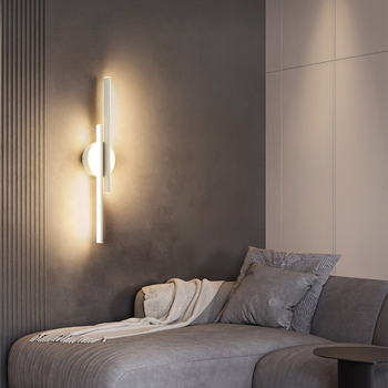 LED zidna lampa za spavaću sobu – lampa za čitanje uz krevet, crno-bijeli prugasti dizajn, akrilni abažur, moderan stil
