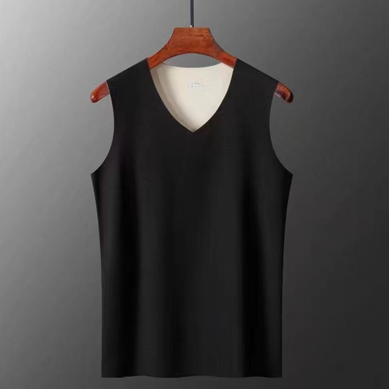 Vesta termică fără cusături, unisex, strat de bază din poliester, decolteu în V, țesătură densă