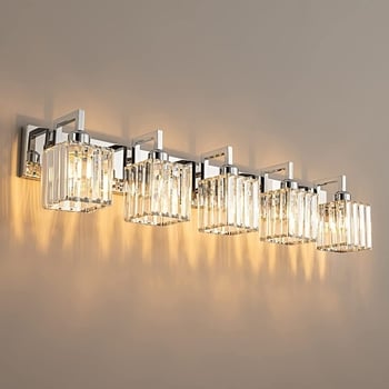 LED zidna svjetiljka s kristalnim abažurom za ogledalo i noćni ormarić, retro industrijski stil kupaonskog osvjetljenja