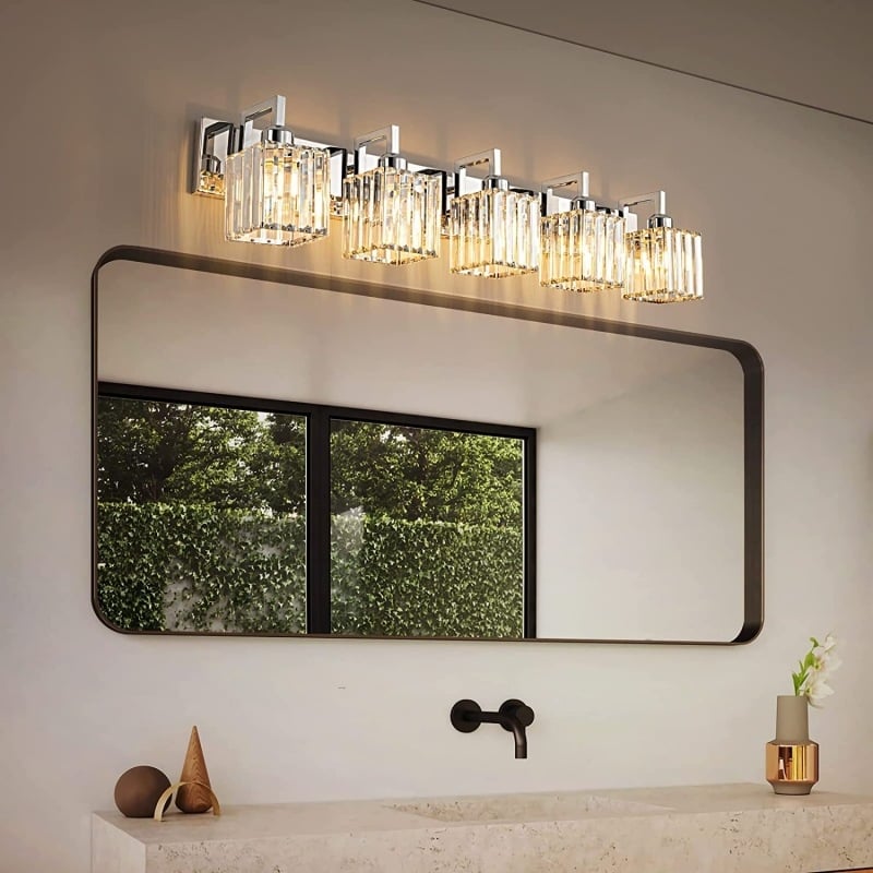 LED zidna svjetiljka s kristalnim abažurom za ogledalo i noćni ormarić, retro industrijski stil kupaonskog osvjetljenja