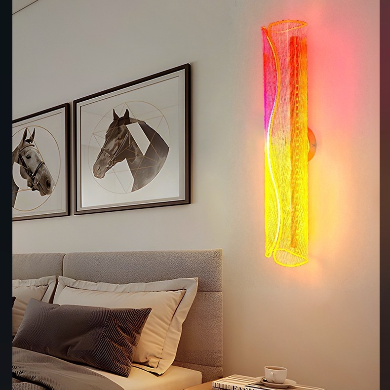 Duga linearna zidna svjetiljka za dnevni boravak s RGB promjenom boje, regulabilnim toplim romantičnim osvjetljenjem za spavaću sobu.