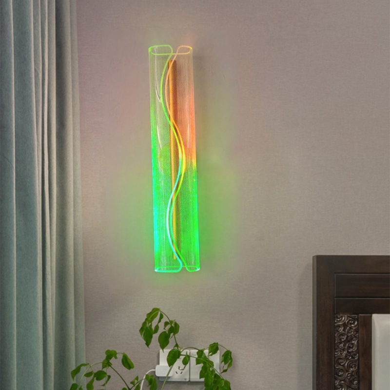 Duga linearna zidna svjetiljka za dnevni boravak s RGB promjenom boje, regulabilnim toplim romantičnim osvjetljenjem za spavaću sobu.