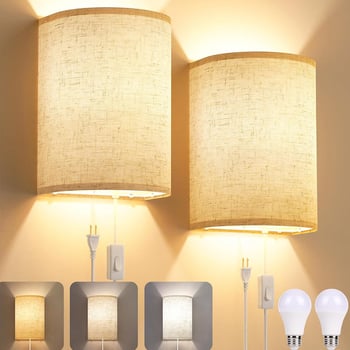LED zidna svjetiljka za spavaću sobu i stubište, minimalistički dizajn, platnasto sjenilo, metalno tijelo, bez kabliranja, unutarnja ambijentalna rasvjeta