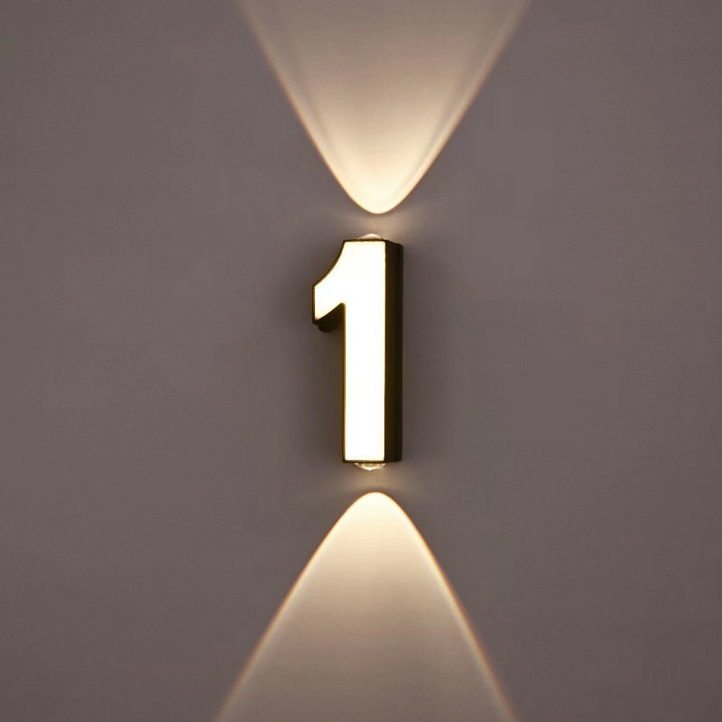 Nordic stílusú LED falikar, modern minimalista kivitel beltéri és kültéri használatra, 0–10 digitális kijelző, vízálló kültéri falikar