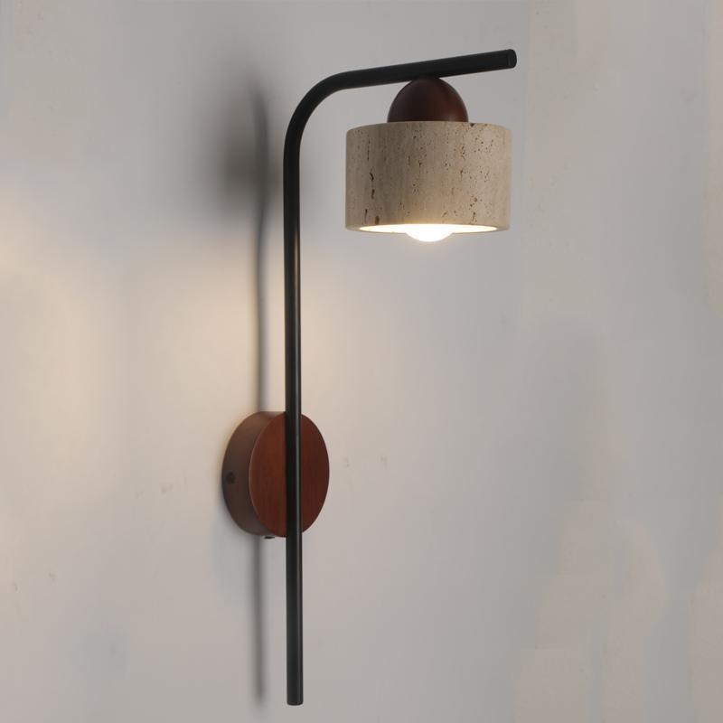 Žuta travertinska zidna svjetiljka, vintage stil, nordijski minimalistički modern dizajn za dnevni boravak i spavaću sobu, noćna lampa uz krevet