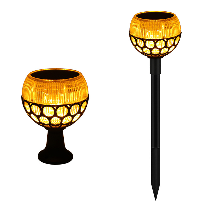 Solarna lampa plamen za zid, okrugla lampa za travnjak s 96 LED, vanjsko dvorište i krajinski osvjetljenje, bakljasti stil