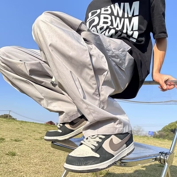Ρετρό παντελόνια εργασίας σε φαρδιά γραμμή για άνδρες – casual streetwear, Άνοιξη-Καλοκαιρι 2024