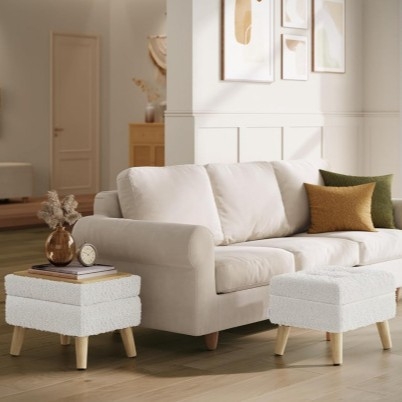 Teddy velur kvadratna tabure s skrivnim odjelom za pohranu i nogama – višenamjenska podstava za dnevni boravak i spavaću sobu