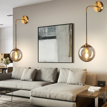 Postmoderna stenska lampa sa staklenom kuglom, nordijski minimalistički dizajn za hodnik, ulaz, balkon, dnevnu sobu i spavaću sobu