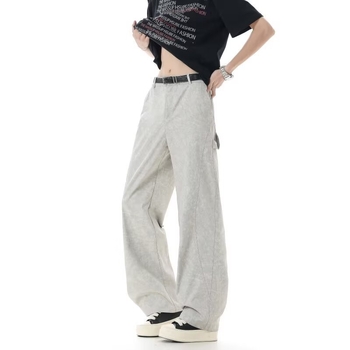 Férfi nyár–tavasz casual nadrágok, széles szabású, retro-stílusú, mindennapi sportos nadrág