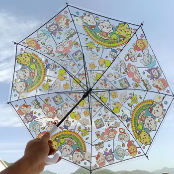 Usaki umbrelă transparentă pliabilă, deschidere automată, mâner lung – pentru bărbați, femei, studenți și copii, design drăguț