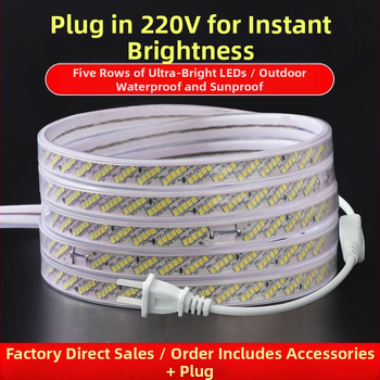 220V LED pás s 320 LED, päť radov dekoratívne osvetlenie stropu, vnútorné použitie, biela/teplá biela/neutrálna biela a viac farieb, vodotesný