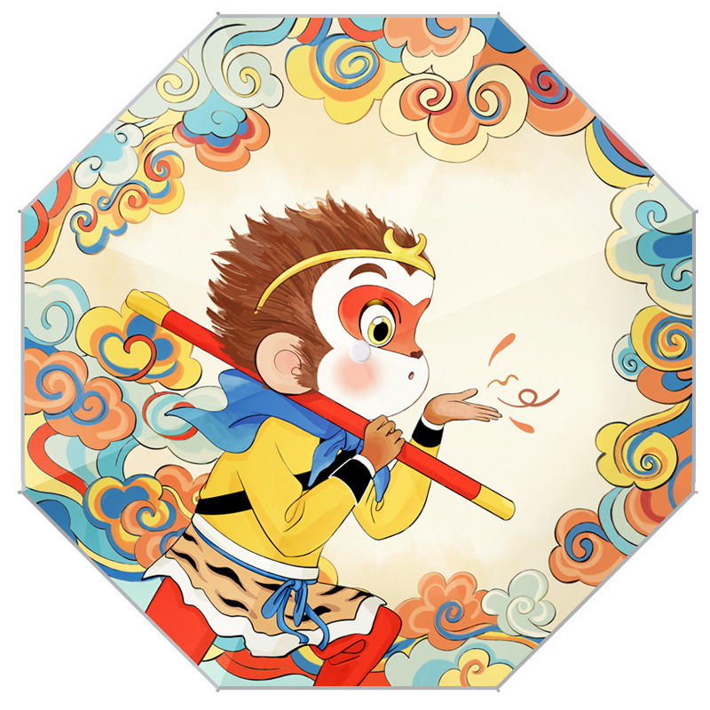 Monkey Brother – slatka anime dječja kišobran za kišu i sunce, automatsko sklapanje, UV zaštita za školu