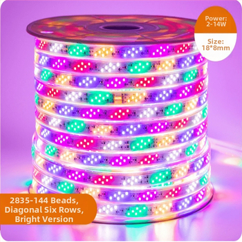 Pružný RGB silikonový LED pásik, 220V, nastaviteľný jas pre vonkajšiu reklamu