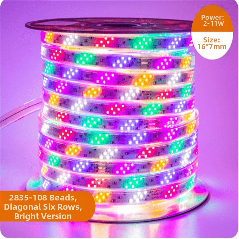 Pružný RGB silikonový LED pásik, 220V, nastaviteľný jas pre vonkajšiu reklamu