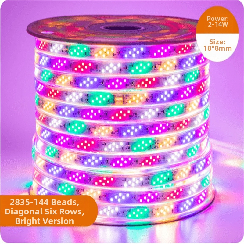 Pružný RGB silikonový LED pásik, 220V, nastaviteľný jas pre vonkajšiu reklamu