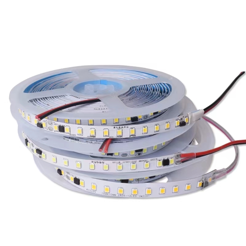 220V samoljepljiva LED traka za rasvjetu, širine 8 mm, ultra jaka, bez upravljača, linearna LED traka s stražnjim ljepilom, dimabilna